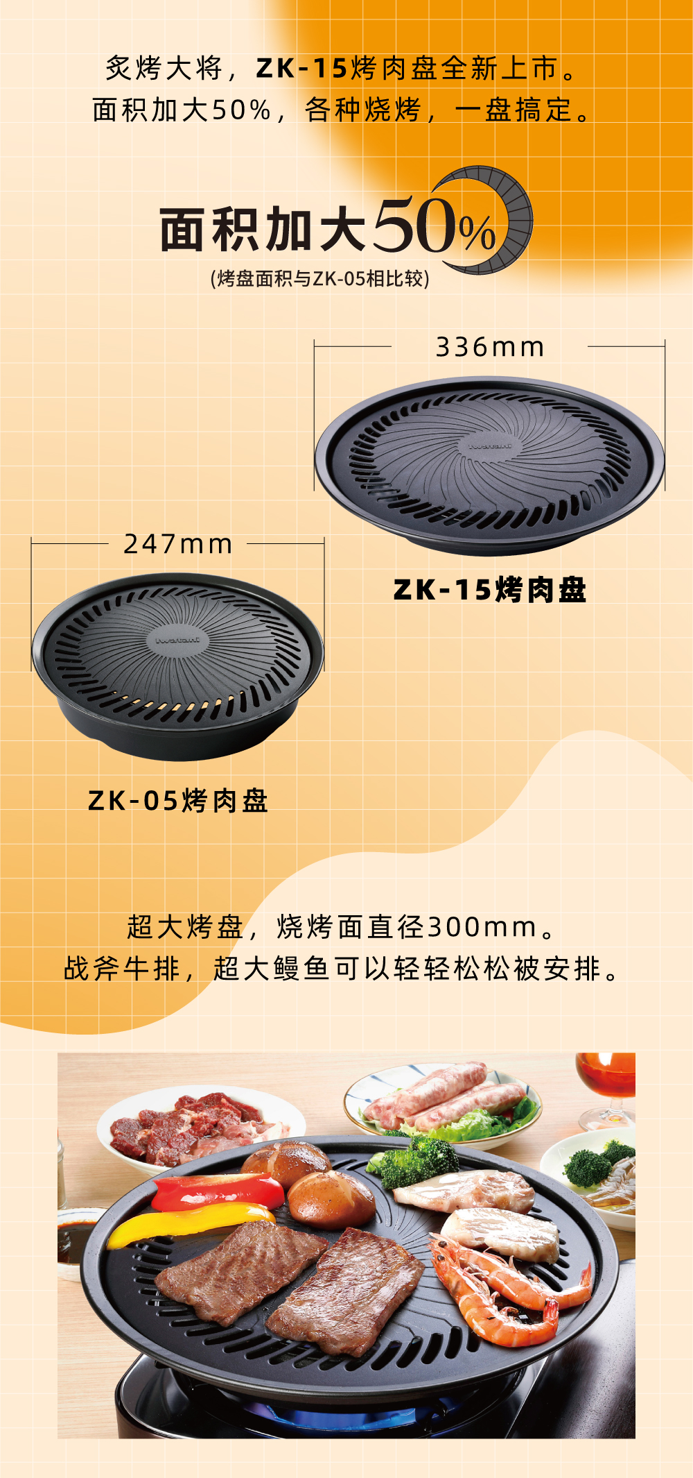 炙烤大將，zk-15全新上市。面積加大50%，各種燒烤，一盤搞定。